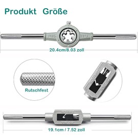 KEWAYO 20-teiliges Gewindeschneider-Set M3-M12 – Präzisions-Gewindebohrer und -Schneider aus legiertem Stahl, inklusive verstellbarem Handgewindebohrer, für metrische Innen- und Außengewinde