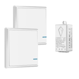 Wireless Lights Switch Kit,GreenCycle No Wiring Remote Light Switch,No WiFi Needed,Outdoor 1900ft Indoors 229ft Remote Control Light Fixture for Led Light,Ceiling Lights and Lamps(2 Switch 1 Receiver)