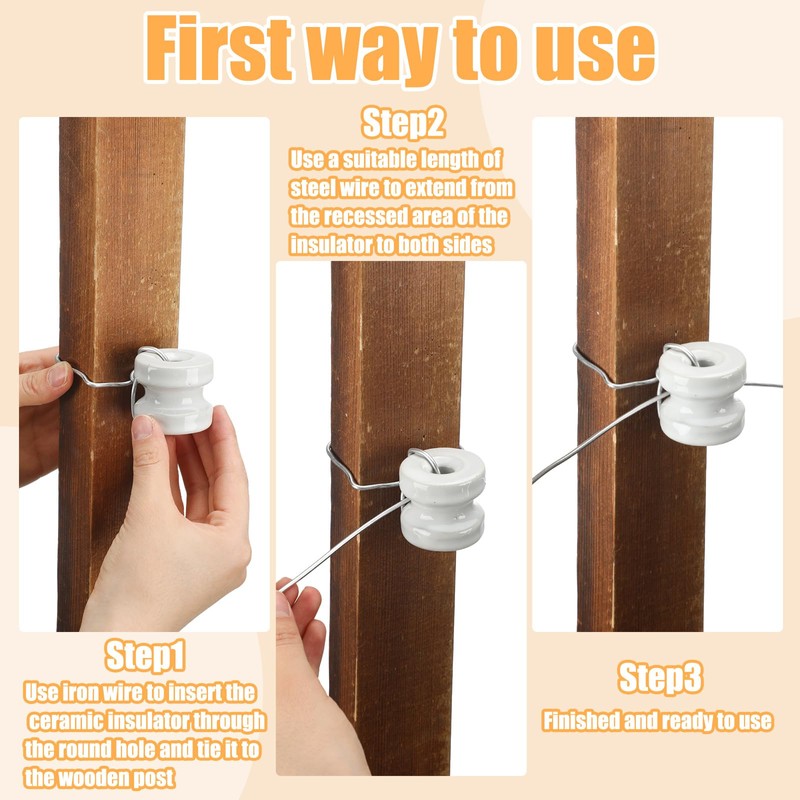 SiliFine 25 Pcs WP36 Corner Post Ceramic Fence Insulator Electric