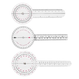 ieron 3 Pieces Goniometer, 6/8/12 Inch Protractor Tool for Physical Therapy Protractor Angle Ruler Measuring Tool Plastic 360 Degree Goniometer for Body Tape Measure