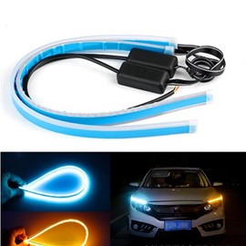 Flowing Sequential Turn Signal Lights - White and Yellow LED - Slim 30cm Type - Set of 2 (Left and Right) - Adhesive Type