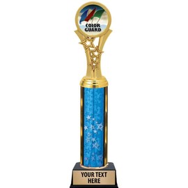 Color Guard Trophies, 11" Blue Stars Color Guard Trophy Award, Free Engraving