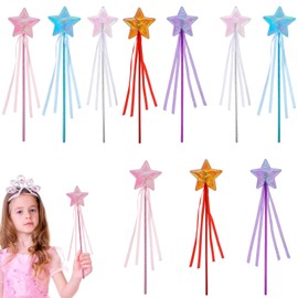 Princess Magic Wands 10-Pack – Sparkling Star-Shaped Fairy Wands for Kids, Perfect for Parties, Costumes, and Gifts, 14-Inch Assorted Colors (Pink, Red, White, Purple)