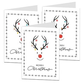 Merry Christmas Card Seasonal Rudolph Design For Adults & Children Modern Luxury Cute Pack 3