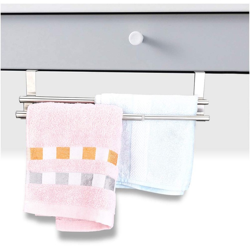 Over the Door Towel Rail,Double Layers Stainless Steel Telescopic Towel