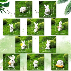 20 Pcs Easter Bunny Figurines Resin Cupcake Toppers Decorative Bunny Toys Lovely Bunny Figures Mini Rabbit Decorations Garden Carrot Miniature Bunny Party Decor for Easter Party Birthday Supplies