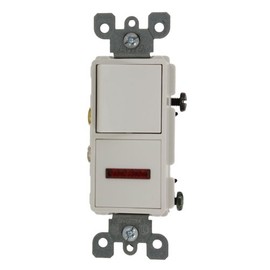 Leviton 5626-W 15 Amp, 120 Volt, Decora Brand Style Single-Pole / Neon Pilot AC Combination Switch, Commercial Grade, Grounding, White