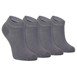 Sock Snob - Womens 4 Pairs Bamboo Breathable Low Cut Ankle Trainer Socks (4-8, Grey)