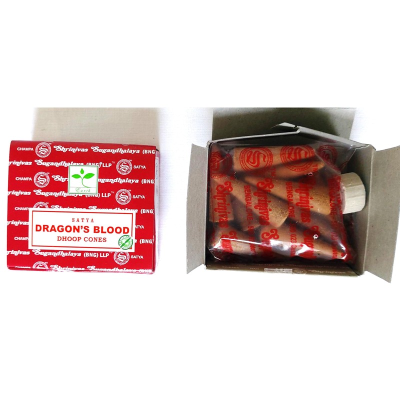 Satya Nag Champa Incense Cones, Dragons Blood Scent, 4 Packs