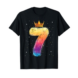 Colortful Tie Dye 7 year old Girls princess 7th birthday T-Shirt