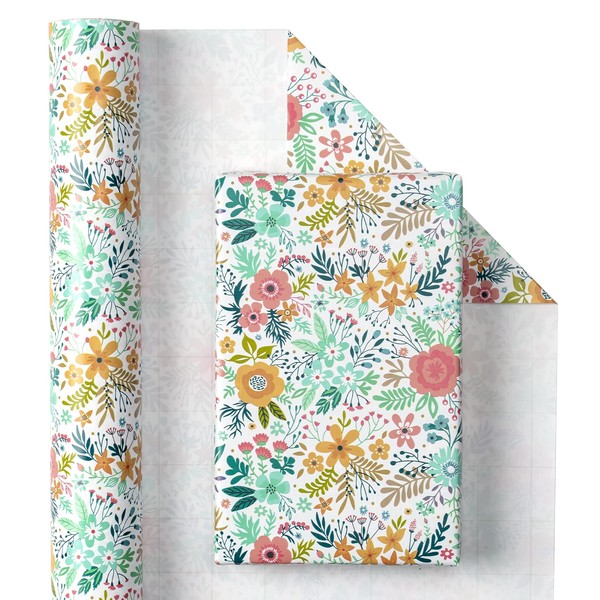 RUSPEPA Beautiful Floral Gift Wrap Roll for Birthday Mother's Day - 43.2 cm x 10 m
