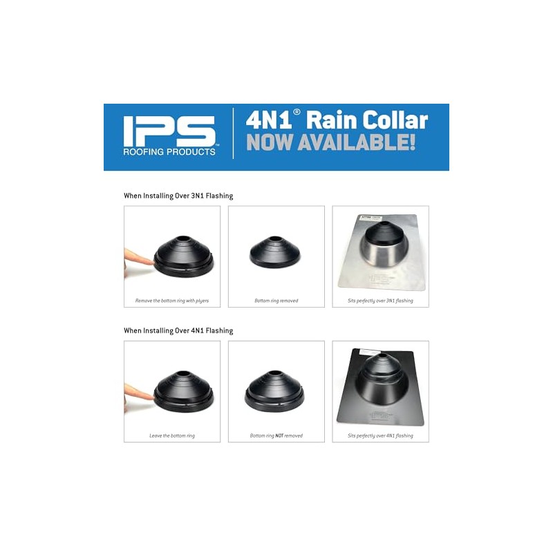 IPS Multi-Size 4N1 Pipe Flashing Repair Rain Collar (Case of