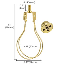 2 PACK Lamp Shade Light Bulb Clip Adapter, WEAVERBIRD Lamp Shade Harp Holder Adapter Kit Attaching Finial Top and Lampshade Levellers Spring Clip for Light Bulb,DIY Lighting Projects, Gold