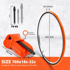 IMPALAPRO Ultralight TPU Inner Tube 700C 28g Compatible with 700x18/23/25/28/30/32C Presta Valve 45/65/85mm -TPU Road Bicycle Tire 28'' - 700C Bike Inner Tube - Road Bike Inner Tube (2Pcs - Val 65mm)