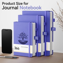 NORDUN Lined Notebook B5 Thick Journal, 366 Pages Notebooks for Writing, 100gsm Paper Hardcover Leather Journal for Office School Work Women Men, Sticky Tabs,19 x 25cm - Purple