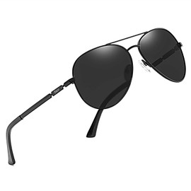 DUCO Classic Polarised Mirrored Pilot Sunglasses Mens Womens Vintage Polarized Sun Glasses Designer Shades 3025K (Black)