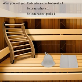 NUIBY Non-Toxic Cedar Sauna Backrest for Barrel or Infrared Sauna, with Felt Sauna Hat and Seat Pad, Anti-Slip Sauna Accessory (1 Pack)