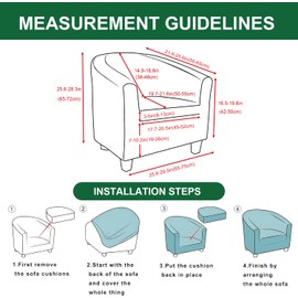 GOSTADY Club Chair Slipcover 2 Piece Jacquard Round Barrel Chair Covers Soft Stretch Tub Chair Slipcover Armchair Covers Furniture Protector for Living Room Hotel Counter Cafe (Jacquard Green)