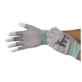 Wetec ESD Gloves, PU-Coated Fingertips, M, Carbon Thread (Protective Glove, Product Protection Gloves)