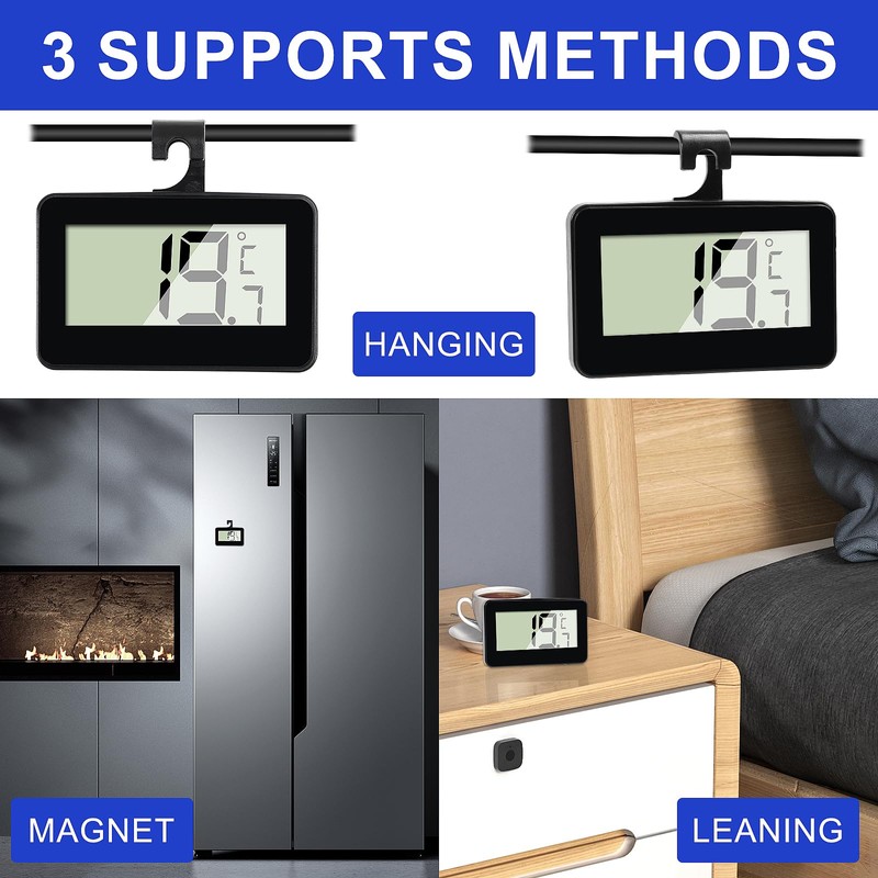 2 Piece Digital Fridge Thermometer Mini Freezer Thermometer Room Thermometer
