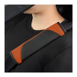 JUSTTOP 2 PCS Car Seat Belt Cover Pads, Carbon Fiber Soft Comfortable Seatbelt Protector Shoulder Strap, Safety Belt Pad Protect Neck and Shoulder from Rubbing, Car Accessories (Orange)