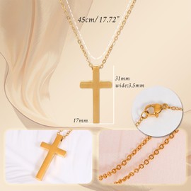 MILAKOO Stainless Steel Cross Chain Men Women Jesus Necklace with Cross Pendant Christian Crucifix Pendant Jewellery for Men Women, Stainless Steel, No Gemstone