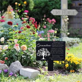 LIYAOLI Cemetery Decorations for Grave Marker for Grandma,Metal Cemetery Plaques for Grave Site Decor,Waterproof Memorial Plaques for Outdoors,with Cross Charm