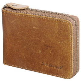 Admetus Men's Zipper Wallet Leather Bifold Wallets Slim RFID Blocking Zip Around Credit Card Holder Compact Small Wallet brown6