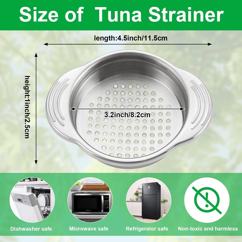 2 Pcs Metal Tuna Can Strainer, Stainless Steel Strainer, Food