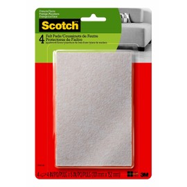Scotch Felt Pads, Rectangle, Beige, 4 in. x 6 in., 4 Pads/Pack (SP840-NA)