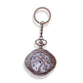 AUGEN Metal Keychain For Men And Women, Round Key Ring Holder Organizer With Vintage Classic Pocket Stopwatch- Design (Pack of 1)