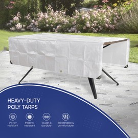 Tarps Now Heavy Duty Waterproof Poly Tarps, (12' X 24') with Aluminum Grommets for Indoor and Outdoor - Multi Purpose Tarpaulin Sheet Cover for Canopy Tent, Roof, Camping, Patio, Pool - White