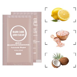 Travel Shampoo & Conditioner, 2 in 1 Shampoo Set Bulk, Mini Size Small Men Women Essential Cleansing Toiletries Amenities for Hotel, Shelter/Homeless/Nursing Home/Charity 0.34 Fl Oz(Pack of 60）