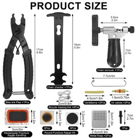 ZephyrCraft Bike Chain Repair Tool Kit, Bike Puncture Repair Kit, 26 Pcs Repair Patches Bike Tyre Repair Kit for Mountain Road Sports Bike