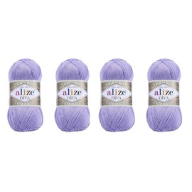 Hand Knitting Yarn 100% Microfiber Acrylic Yarn Alize Diva Silk Effect Thread Crochet Art Lace Craft Lot of 4 skeins 400gr 1532yds (158)