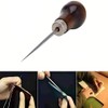 2 Pcs Wooden Handle with Gourd Shape Awl Tool Alloy,Leather