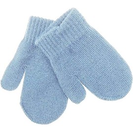 Cute Baby Girls Boys Gender Neutral Toddler Babies Childrens Kids Warm Winter Knit Knitted Magic Stay On Mitts Outdoor Autumn Shower Christmas Gift Fluffy Mittens Gloves 0 Months (Newborn Blue)
