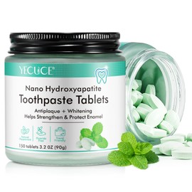 150 Tablets Chewable Toothpaste Tablets, Sensitive Toothpaste Tablets Peppermint Flavored Strengthen Teeth, Flouride & Plastic Free, Nano Hydroxyapatite, Clean Effectively
