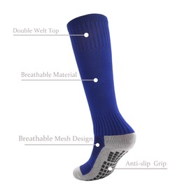 Marchare Boys Athletic Soccer Socks Knee High Socks10-12 Grip Sock Baseball Football Sock For Boys Girls Black 3 Pack