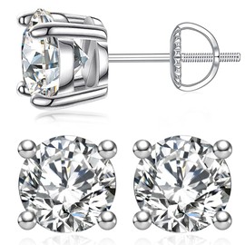 Ctarlitu Moissanite Stud Earrings, D Color VVS1 Brilliant Lab Created Moissanite Earrings Women 925 Sterling Silver Screw Back Earrings For Men (0.6carat/pairs, Silver)