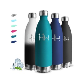 Trinkflasche- 1l- Trinkflasche Edelstahl, Trinkflasche Auslaufsicher, BPA-Freie, Trinkflasche Kohlensäure Geeignet, 24h Kalt & 12h Warm, Wasserflasche Doppelwandig, für Wandern, Fitness, Camping, Yoga