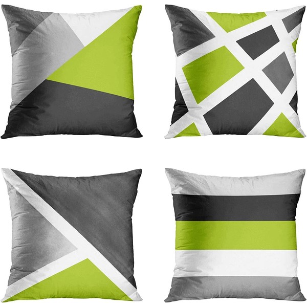 Emvency Set of 4 Throw Pillow Covers Modern Abstract Stripe