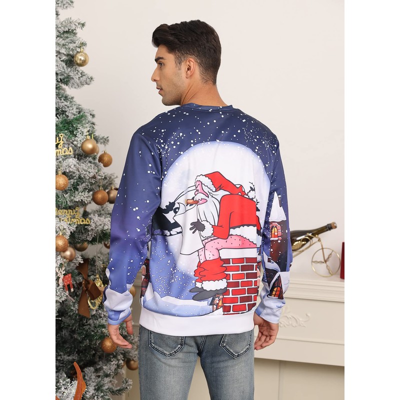 Fanient Unisex Ugly Christmas Jumper, 3D Print, Long-Sleeved Crew-Neck Shirt
