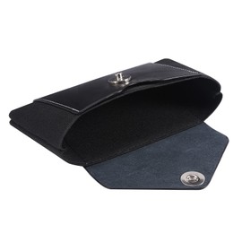 Small Cell Phone Belt Clip Holster Leather, Outdoor Vertical Cell Phone Waist Bag Black, Mens Travel Sport Smartphone Waist Pouch Holder Pocket Wallet Purse Belt Clip Pack with Locking Carabiner Hook