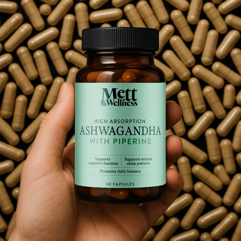Mett Wellness Ashwagandha with Piperine | 60 Capsules | Supports