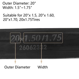 20 Inch Bicycle Inner Tube 20 x 1.50/1.75 Bicycle Inner Tube AV32 mm Schrader Valve, Compatible with 20 x 1.50 20 x 1.60 20 x 1.70 20 x 1.75 Bicycle Tyres, 20 Inch Bicycle Inner Tube with Tyre Levers