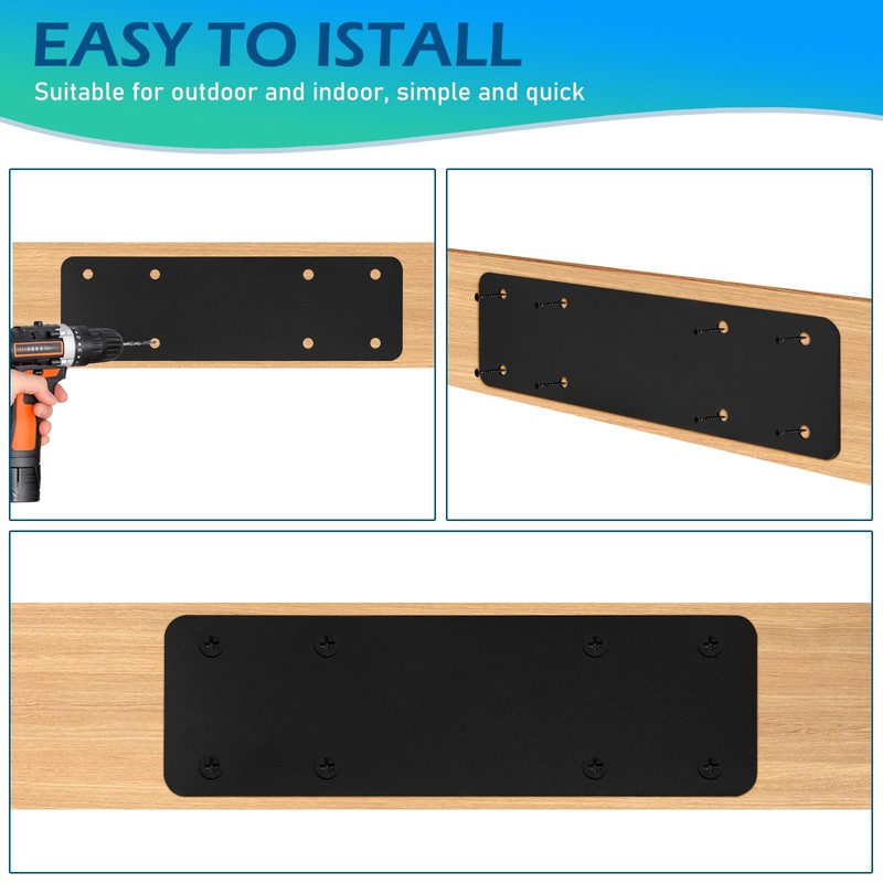 4pcs 10"X3" Straight Steel Plate,I Flat Mending Plate for Wood