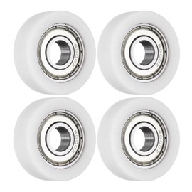 uxcell 4Pcs Ball Bearing Guide 10 x 35 x 11mm Double Shielded POM Roller Bearings, Flat Pulley Wheel for Furniture, Hardware Accessories, White