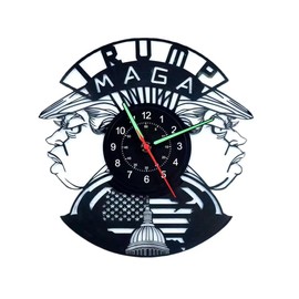 RUICI LUCKY Vinyl Clock Trump Exclusive Clock Art Decor Home Wall Clock Black Original Gifts Unique Design (Angry) Random Shipment