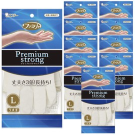 Family Premium Strong Nitrile Rubber Gloves, Large, Off-White x 10 Pieces, Thin, Dishwashing, Cleaning, Washing, Food Sanitation Law Compliant